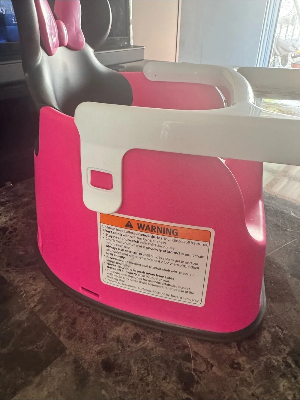 Disney Minnie Mouse Pink, Black & White Booster Seat with Tray
